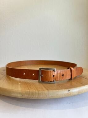 Y2K Mossimo Tan Genuine Leather Silver Buckle Belt Size Large USA Made